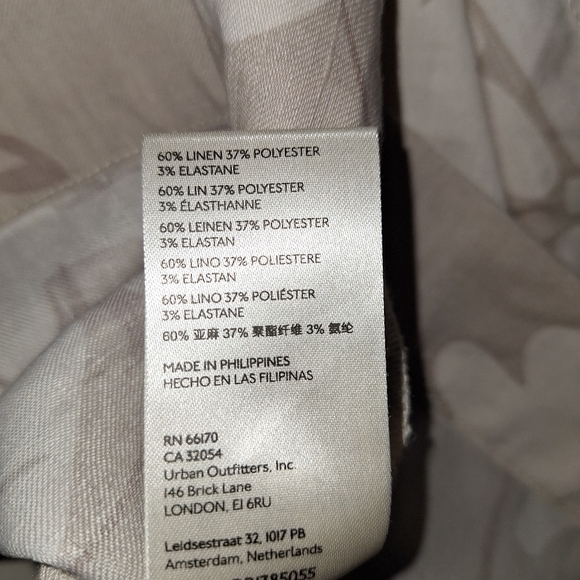 Anthropologie Maeve Wide Leg Linen Printed Tie Overalls Ivory Beige Flower - Picture 10 of 10